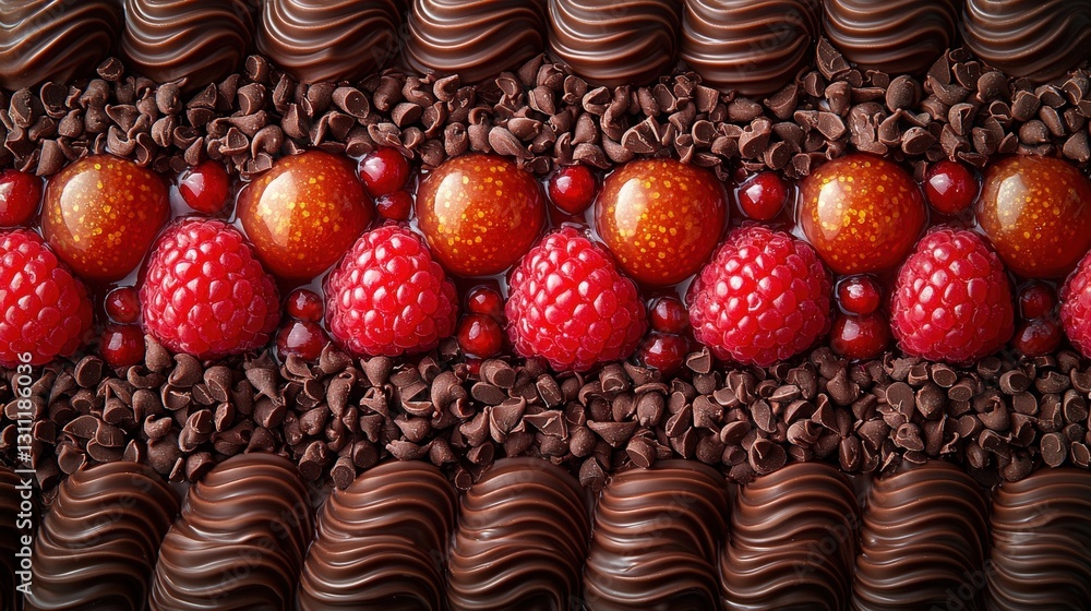 Poster elegant arrangement of chocolate and raspberry on a table setting for a delectable experience