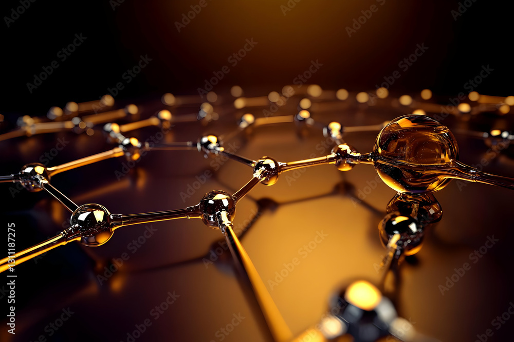 Poster abstract 3d golden network background illustration for science