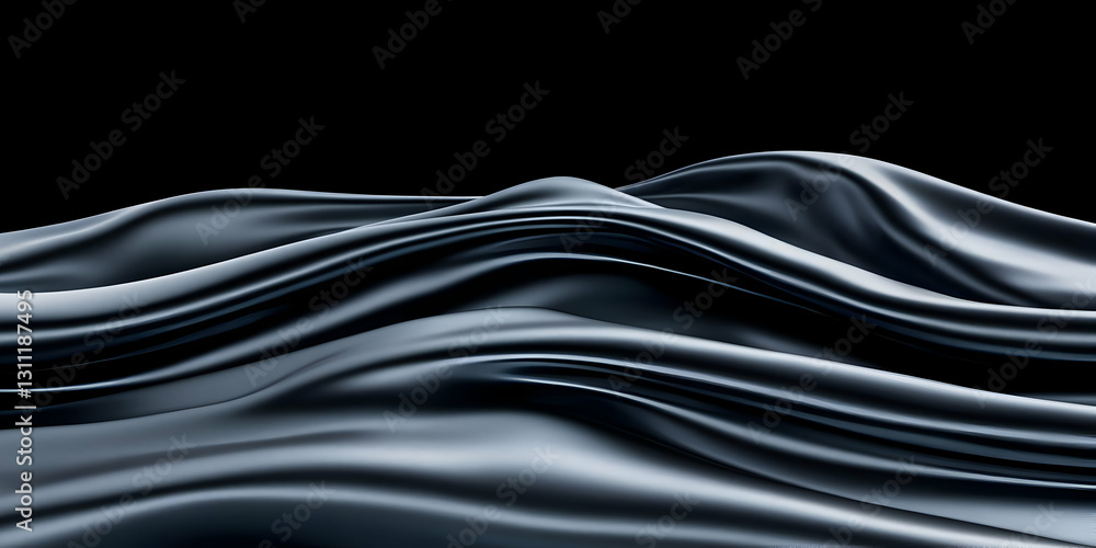 Aufkleber abstract dark gray wave background 3d rendered image with fluid
