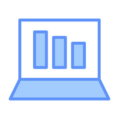 Bar Chart Outline Blue Color Icon