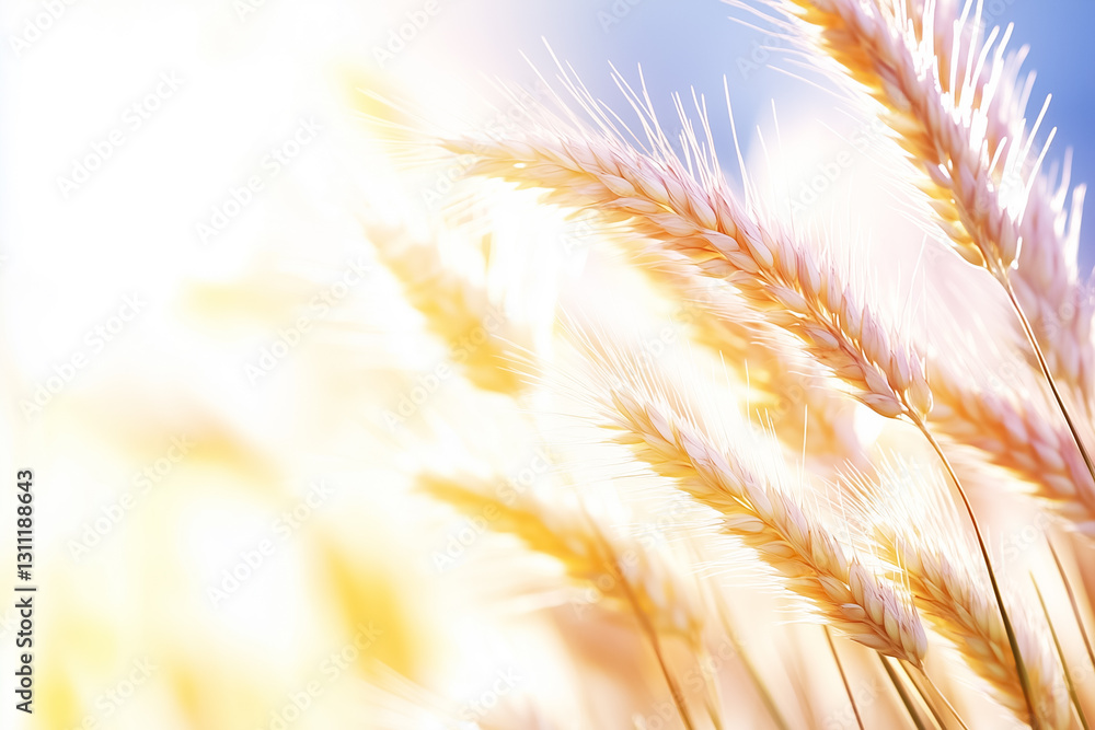Poster golden ears of rye sway gently, illuminated by warm sunlight that cascades through the field, creati