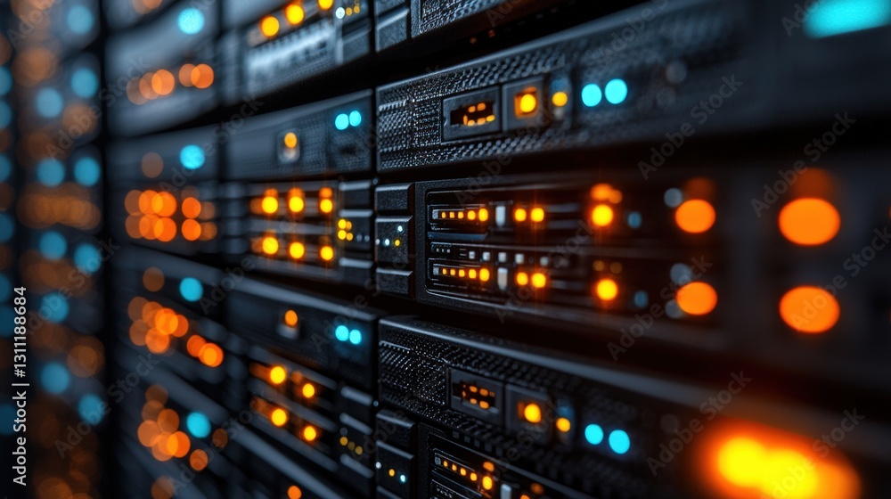 Poster modern server unit displayed in a high-performance environment for efficient data processing needs