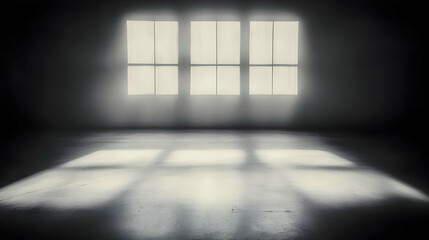 Dramatic Gray Room with Bright Window Light Abstract Backgrounds and