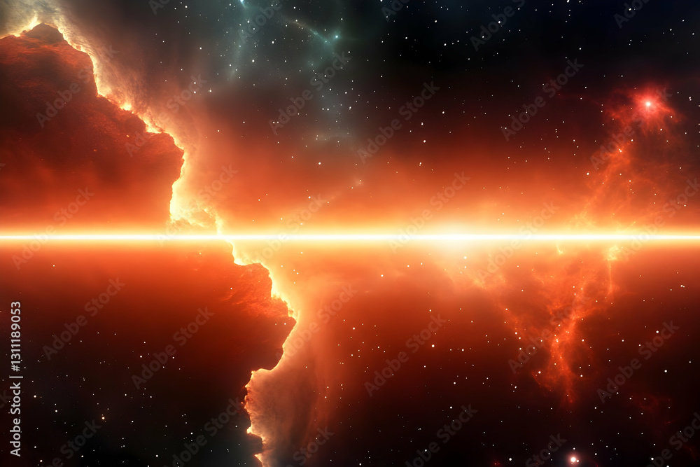 Poster fiery cosmic nebula abstract space backgrounds image displaying