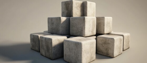 A pile of concrete blocks stacked on top of each other, suitable for use in construction or architecture illustrations
