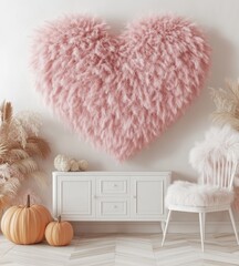 Pink Heart Wall Decor in Cozy Room