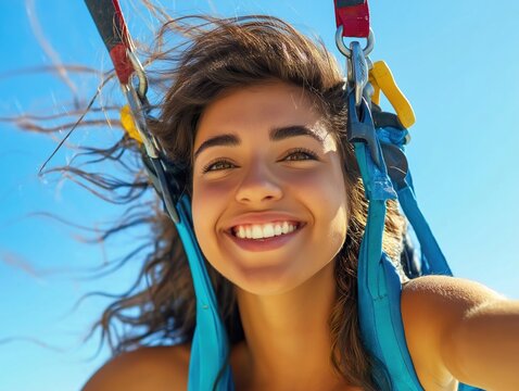 Joyful Parasailer Embracing the Wind's Freedom