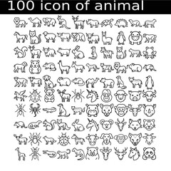 Set of animal icon, Silhouettes, Vector illustration