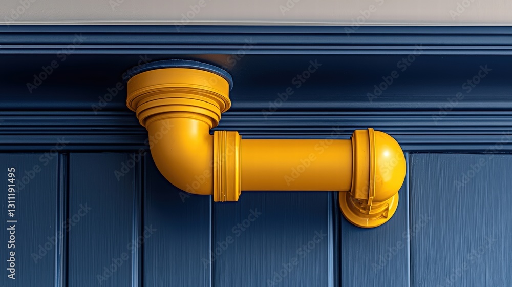 Poster bright yellow door handle against a subtle background emphasizing color and design in architecture