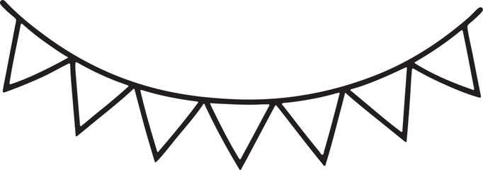 flags garland line art, black outline, vector and illustration, coloring book page line art drawing © 69creativedesigner