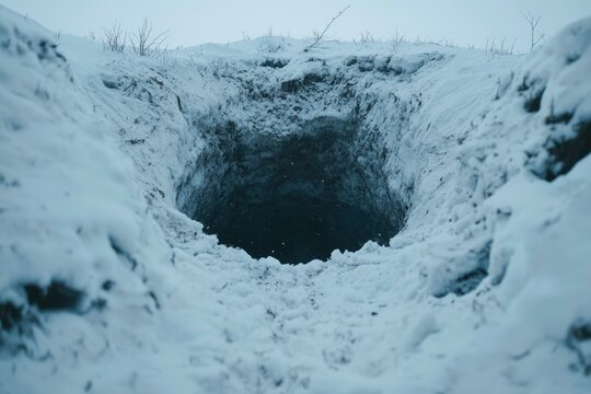 Winter Hole in Snowy Field