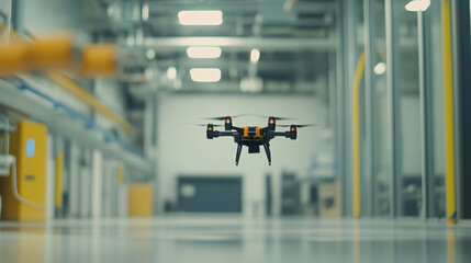 Aerospace Engineers Testing a Drone in a High-Tech Facility Environment