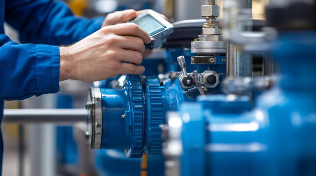 Close Up of Engineer Adjusting Airflow Sensors in Industrial Equipment for Precision Measurement