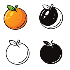 set vector illustration outline orange silhouettes	
