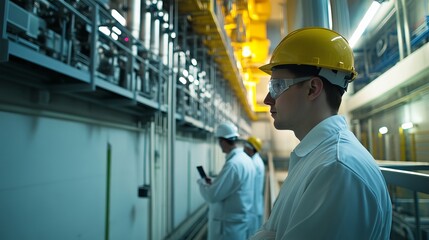 Engineers Monitoring Operations in Nuclear Power Plant Environment