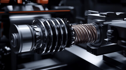 Close Up View of a Mechanical Gear System in Motion with Intricate Details and Precision Engineering