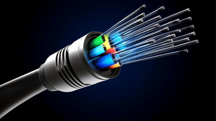 Glowing Fiber Optic Cable for High-Speed Data Transmission and Communication Networks