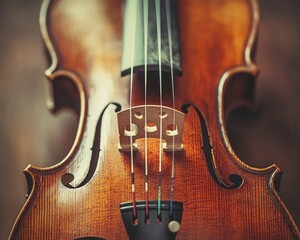 Fototapeta premium A detailed view of a violin's body and strings