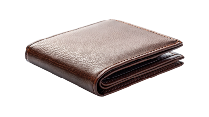 brown leather wallet isolated on transparent background