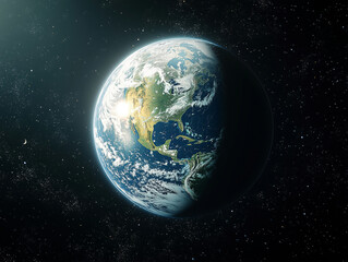 Obraz premium Half-lit Earth with Moon or Sun