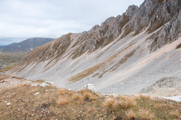 Part of the Mount Oshten with its rocky slopes during autumn, Russia, Adygea