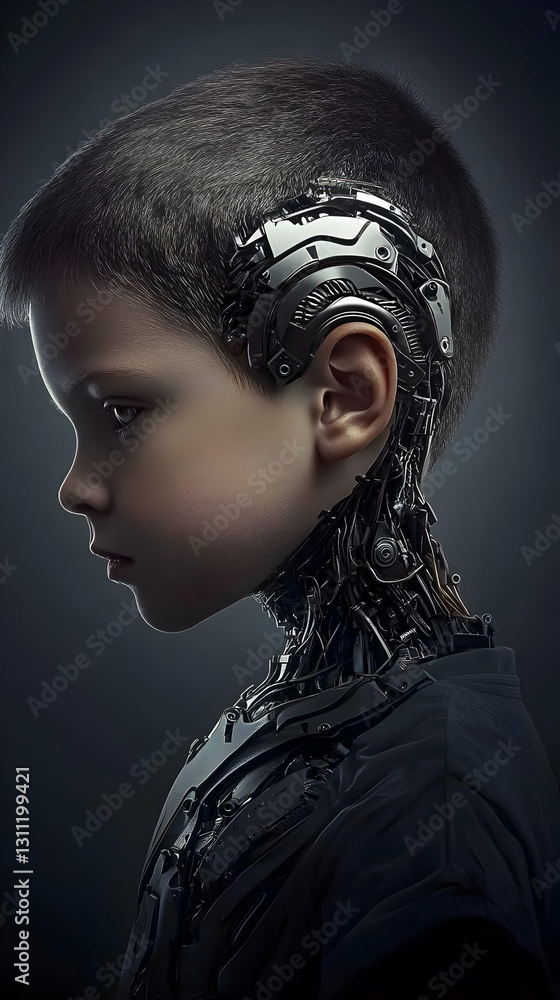 Aufkleber 3d rendering of a robotic child a dark portrayal of artificial