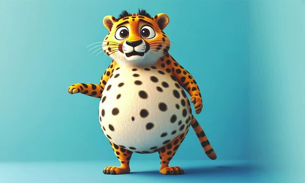 Funny leopard 3d character.