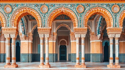 Obraz premium Ornate arched colonnade in a Moorish palace