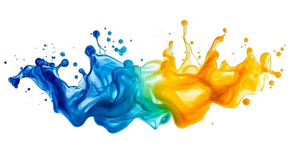 yellow green blue abstract liquid ink