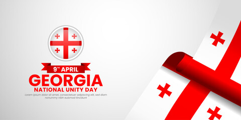 Georgia flag ribbon greeting card, banner background with national flag template for independence day