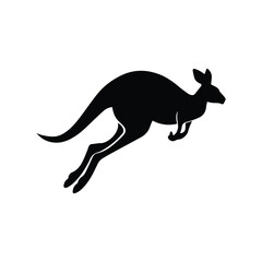 Jumping kangaroo silhouette icon, isolated on white background. Vector illustration.