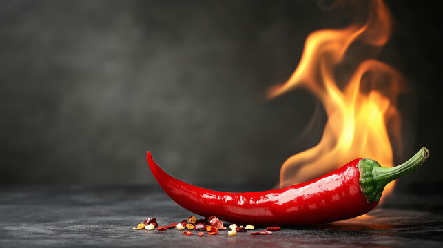 Peperoncino in fiamme. Piccante.