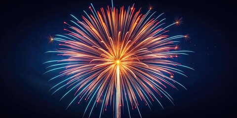 Fototapeta premium Minimalist Fireworks Photography: Night Sky, Burst, Celebration, Abstract Firework Art