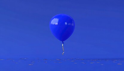 Obraz premium Bright Blue Balloon Floating Above a Smooth Blue Background