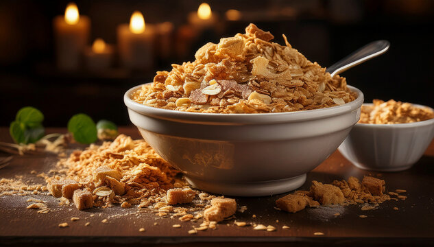 tas de c&eacute;r&eacute;ales, en gros plan