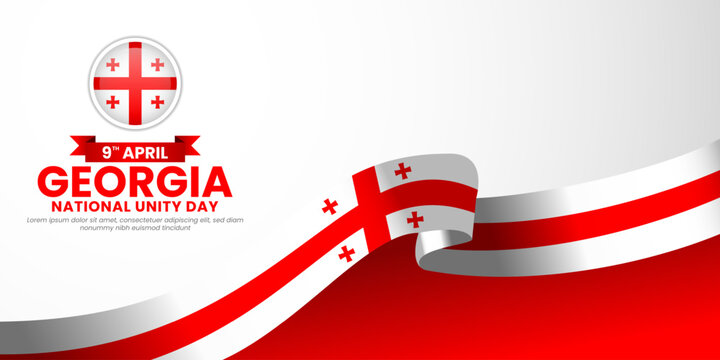 Georgia flag ribbon banner background design template for national unity day or independence day