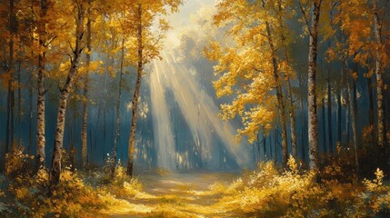 Obraz premium sun rays through the trees