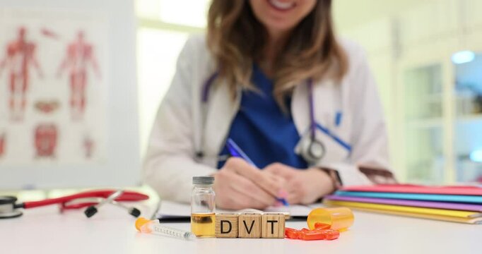 A healthcare professional is thoroughly exploring various DVT treatment options within a clinical environment