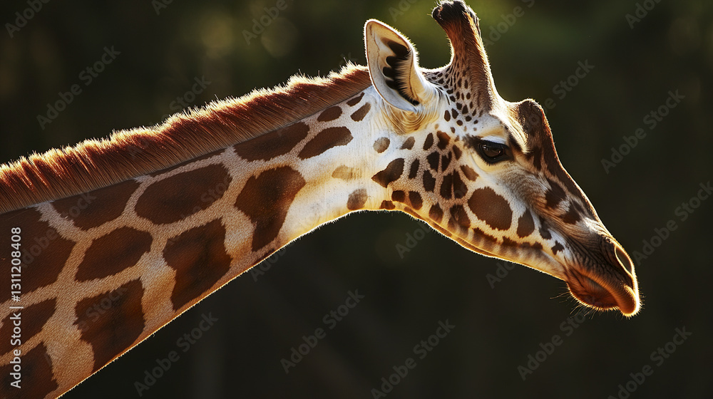 Poster giraffe side profile with elegant neck and distinctive patterns