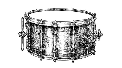 Engraved vector illustration of a classic drum design suitable for tattoo art enthusiasts striving for unique body ink representations
