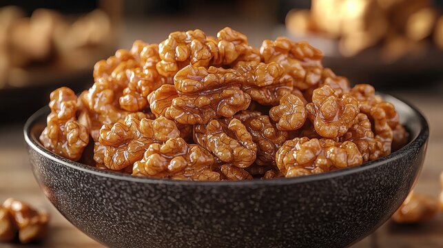 A beautifully crafted bowl filled with sweet and crunchy caras set against a soft fabric background