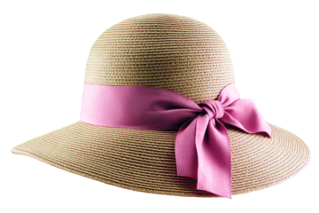 This charming straw hat features a wide brim and a pink ribbon, ideal for beach trips and sunny days in the park while staying fashionable
