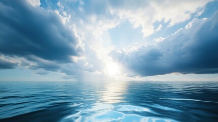 Fototapeta premium Moody Storm Clouds Over Tranquil Lake - Awe-Inspiring Nature Scene with Reflections on Water