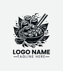 Spring Roll Logo Design, Asian Spring Roll Logo, American Spring Roll Logo