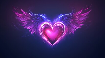 Magical Glowing Heart with Wings &ndash; A Symbol of Love and Freedom