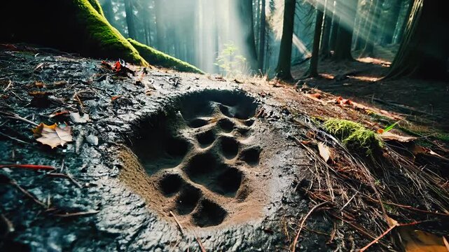 Big foot sasquatch step in nature