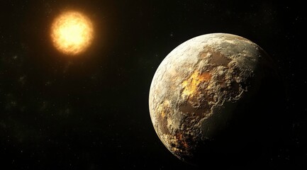 Fototapeta premium A Glowing Exoplanet Orbiting a Blazing Star