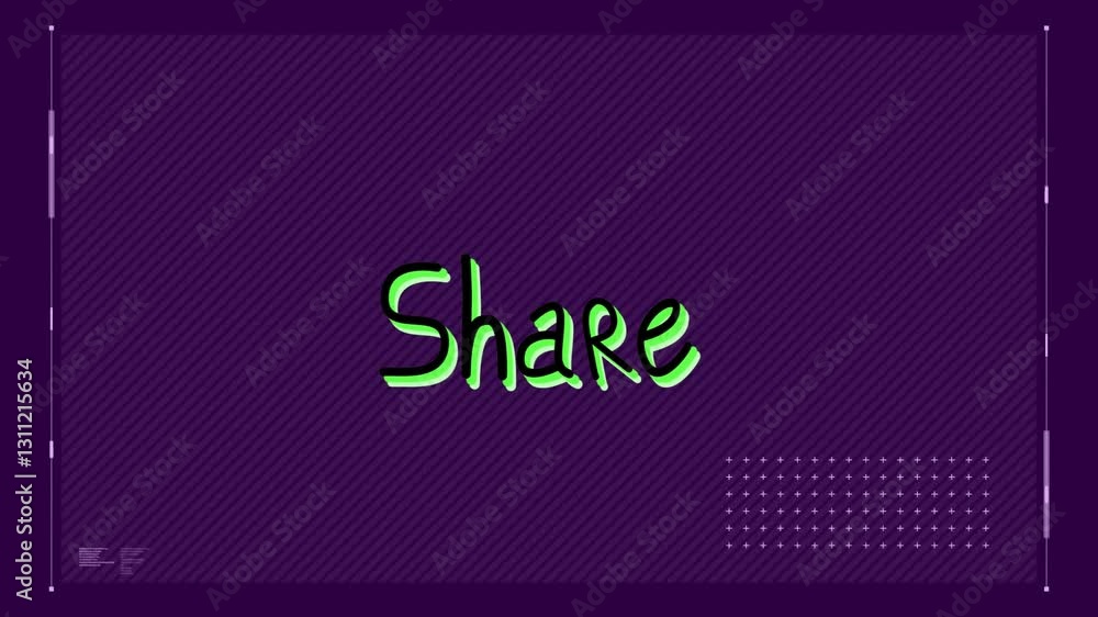 Poster green text animation on purple background with dotted pattern in school setting