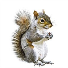 Obraz premium Squirrel isolated on white background, holding nut