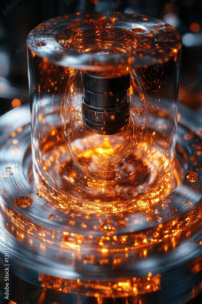 Poster a close up of a glass object on a table